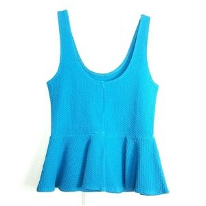 Ganni Tops - Ganni Peplum Top Size Medium Blue Ponte Tank Top Ganni Tops - Ganni Peplum Top Size Medium Blue Ponte Tank Top